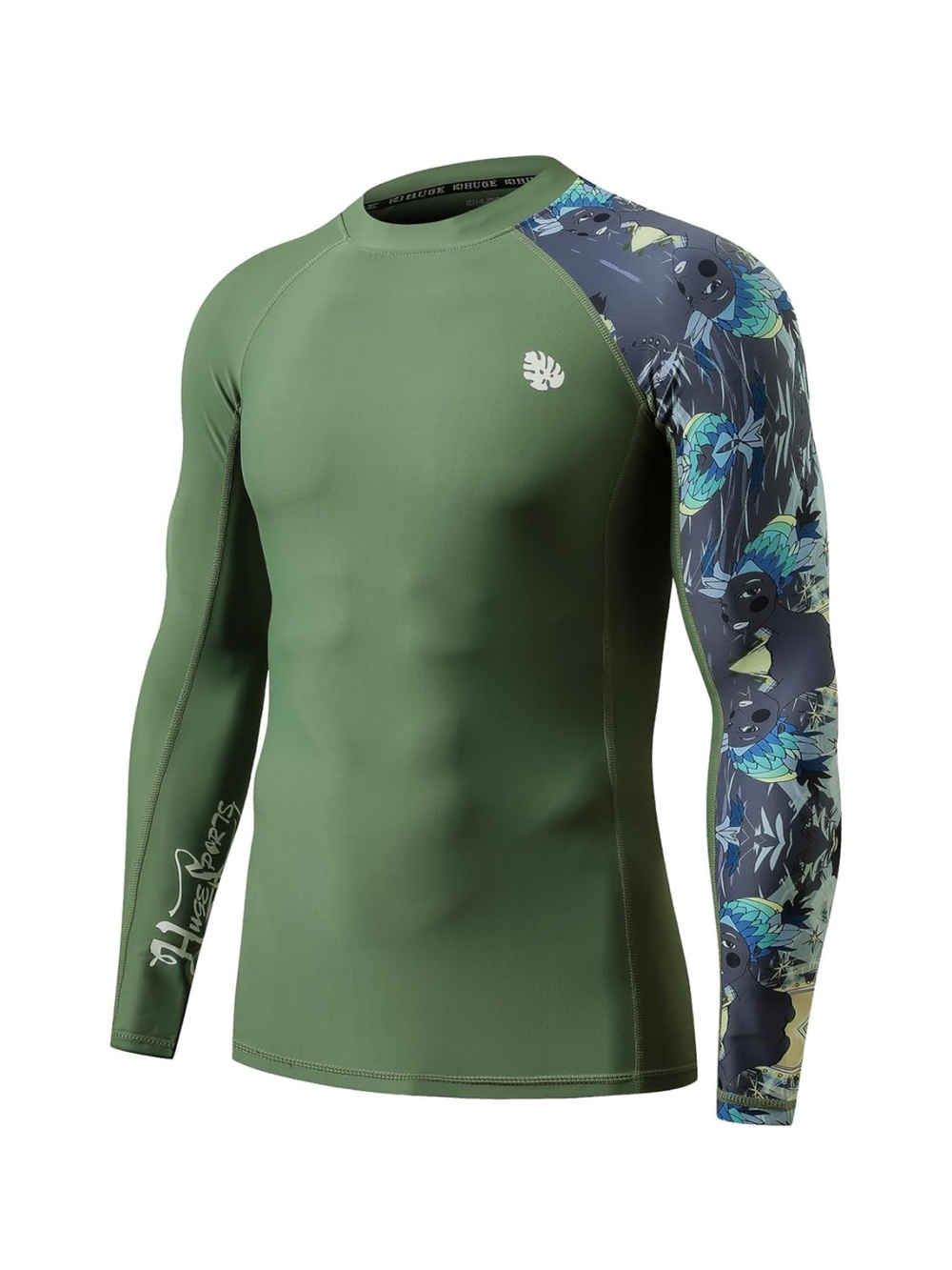 HUGE SPORTS Men's Rash Guard Long Sleeves UPF 50+ UV Sun
